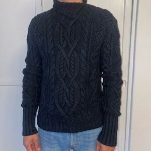 RLX Ralph Lauren Navy Blue Turtleneck Sweater Cable Knit